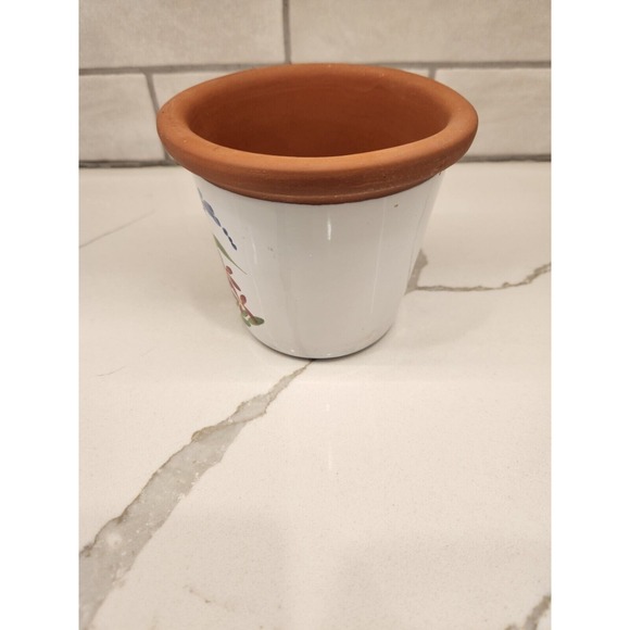 Vintage 1997 Emerson Creek Pottery Pink & Blue Flowers Flower Pot‎ Hand Painted - Picture 5 of 8